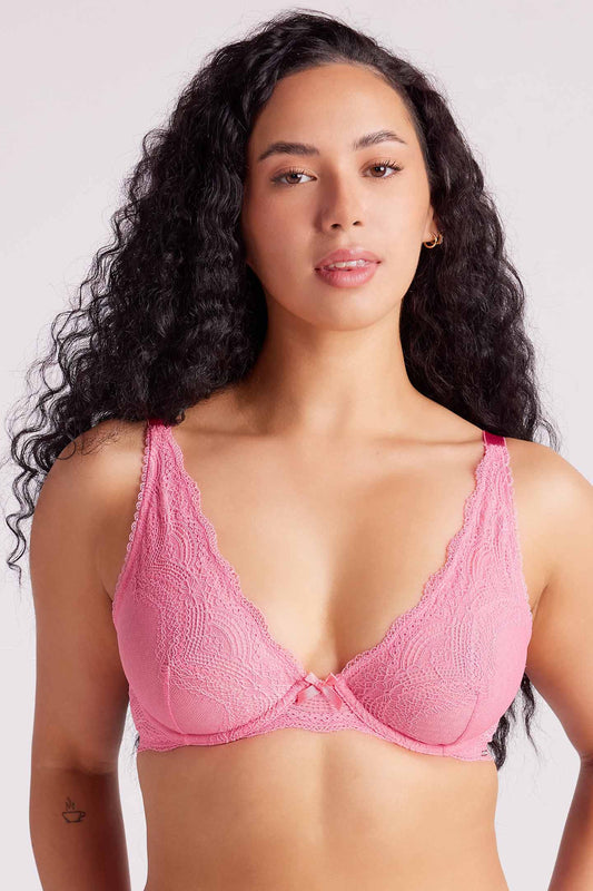 Giselle Lace Plunge Bra Pink