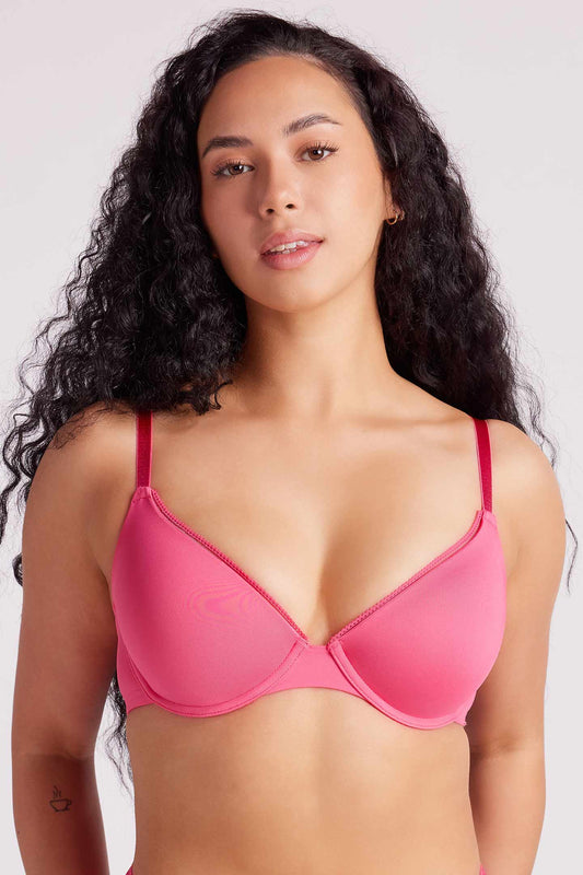 Sabrina Microfibre T Shirt Plunge Bra Pink