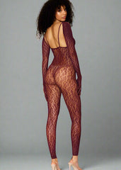 Catsuit Bodystocking & Shrug Burgundy