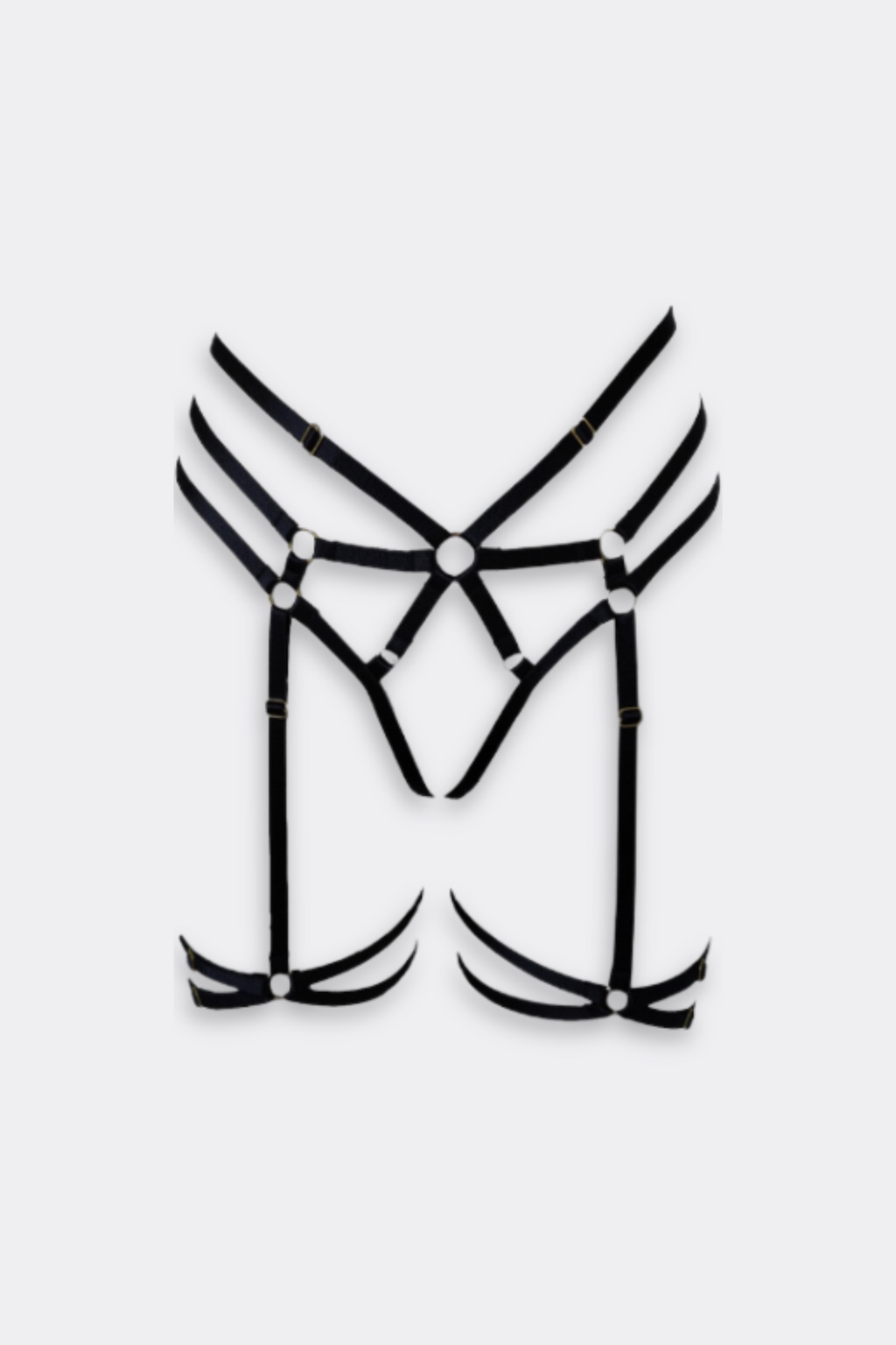 Addict Bondage Lingerie Set Black | Open Bra & Harness G-String | 30% OFF