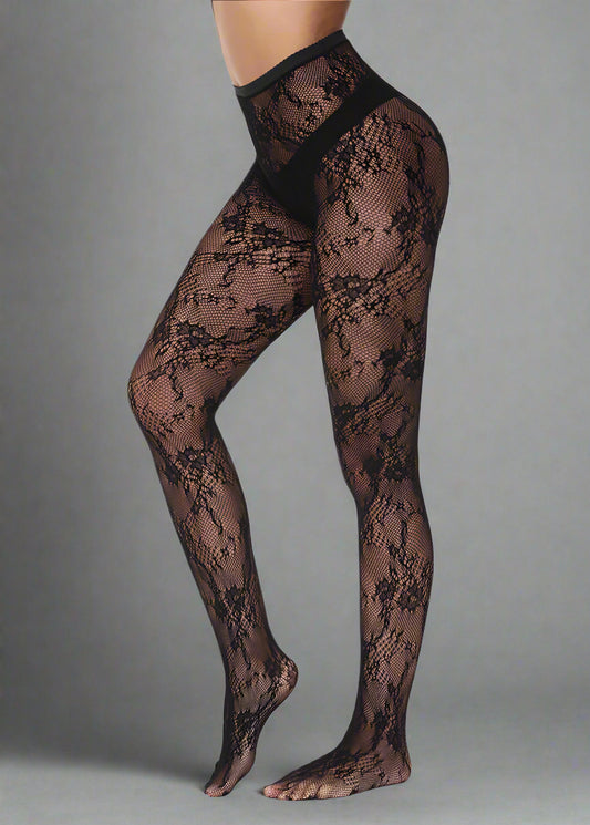 Pantyhose Lace Flower Black