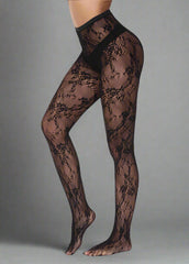Pantyhose Lace Flower Black