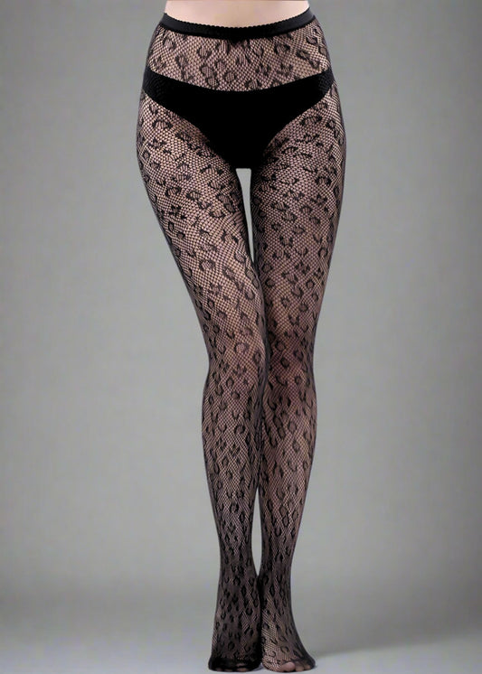 Pantyhose Leopard Fishnet Black