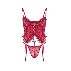 Marisol Lace Bustier Set Red