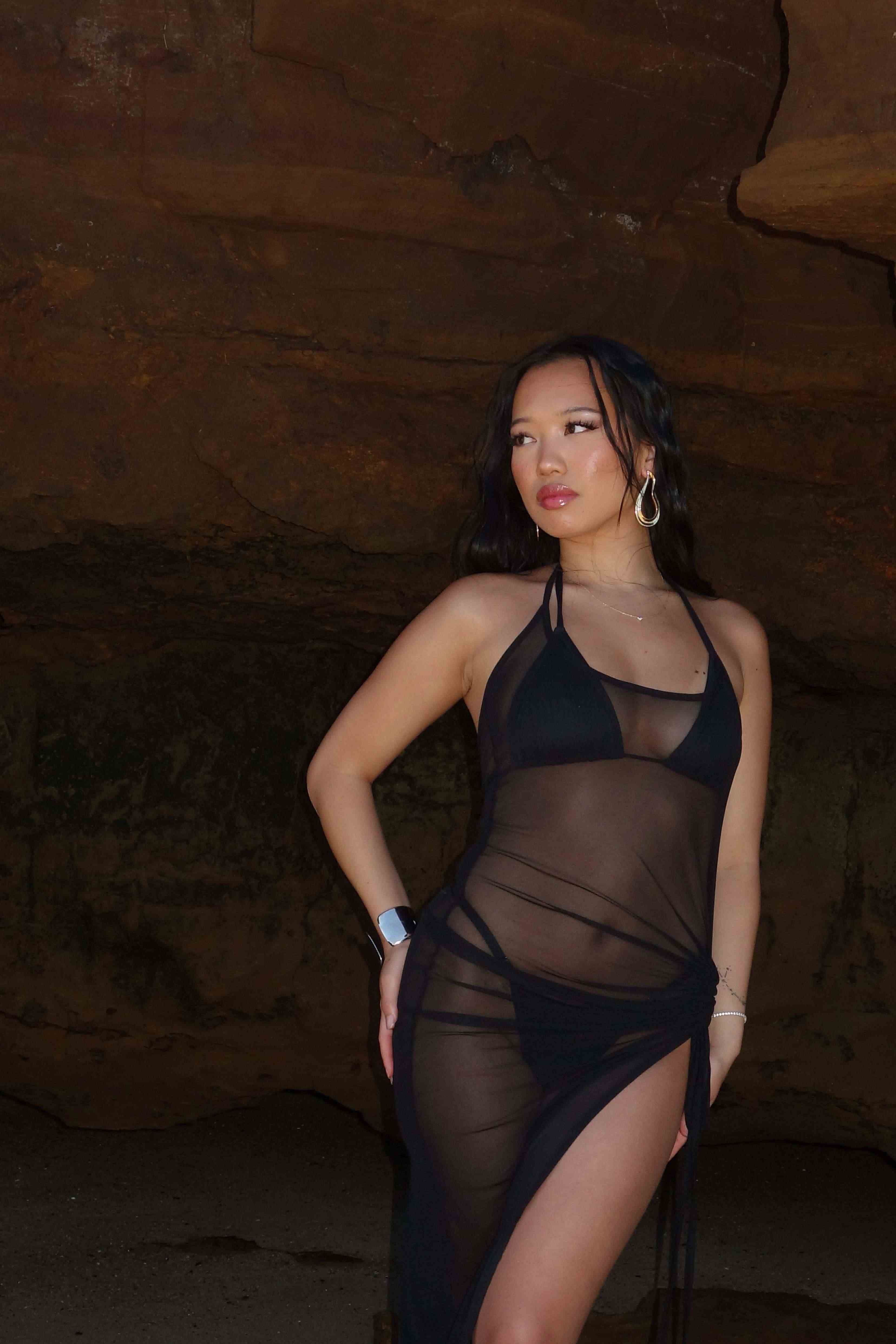 Seraphina Mesh Halter Maxi Dress – Size S | Archive Sample