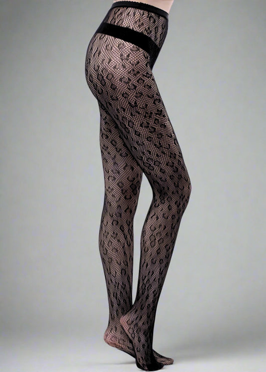 Pantyhose Leopard Fishnet Black