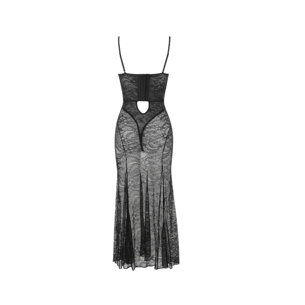 Sabine Lace Bodysuit Dress Black