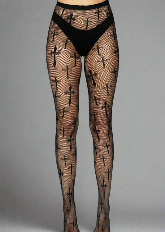 Pantyhose Cross Fishnet Black