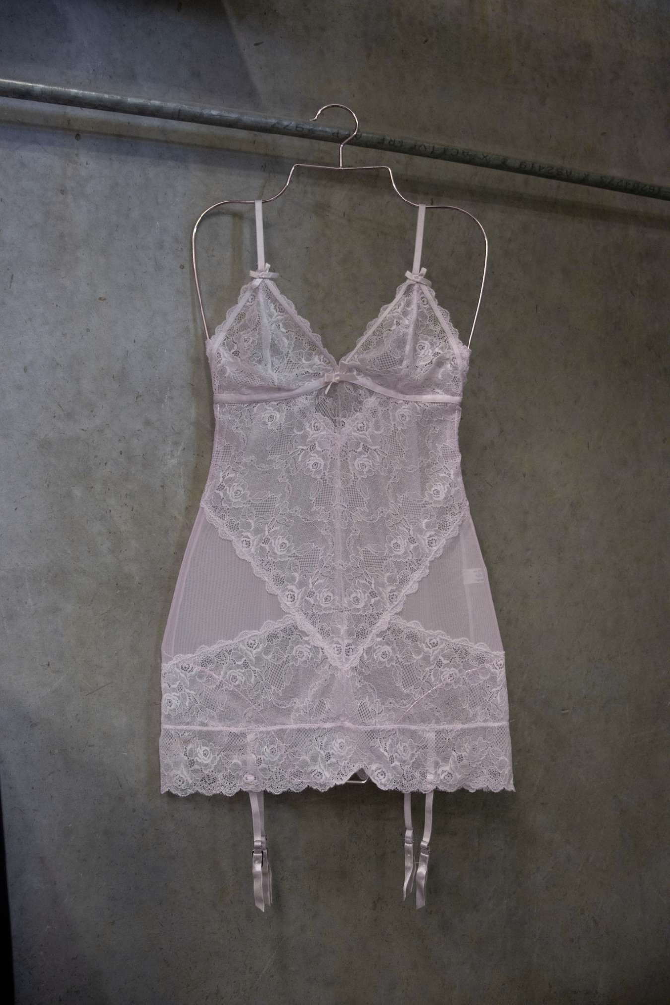 Blush Lace Garter Slip Dress – Size S | Archive Sample