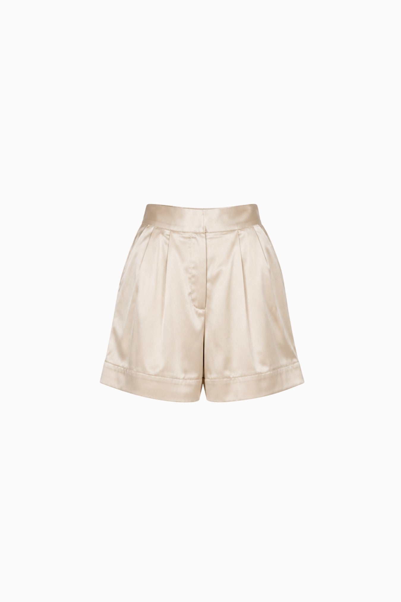 Champagne Silk Tailored Shorts – Size S | Archive Sample Main image