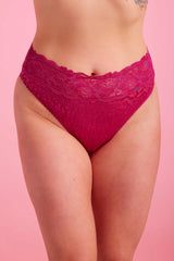 Ava Lace High Waist G-string Cherry