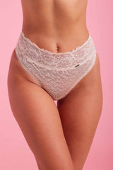 Ava Lace High Waist G-string Taupe