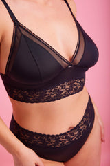 Sabrina Microfibre Longline Bralette Black