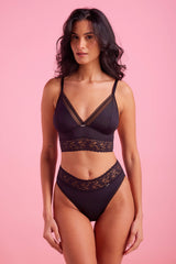 Sabrina Microfibre High Cut Bikini Knicker Black