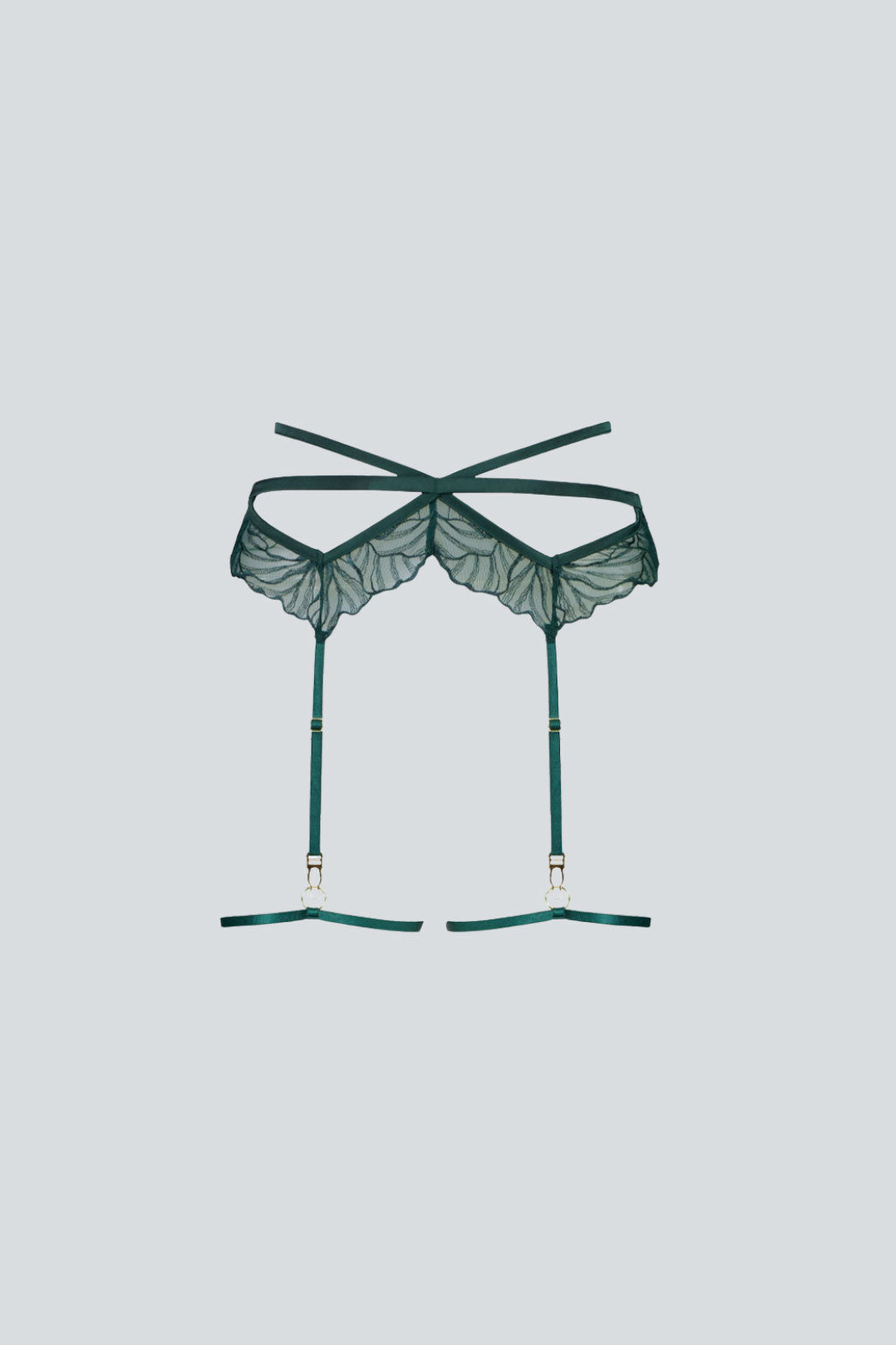 Gaia Lace Suspender Belt with Garters Green