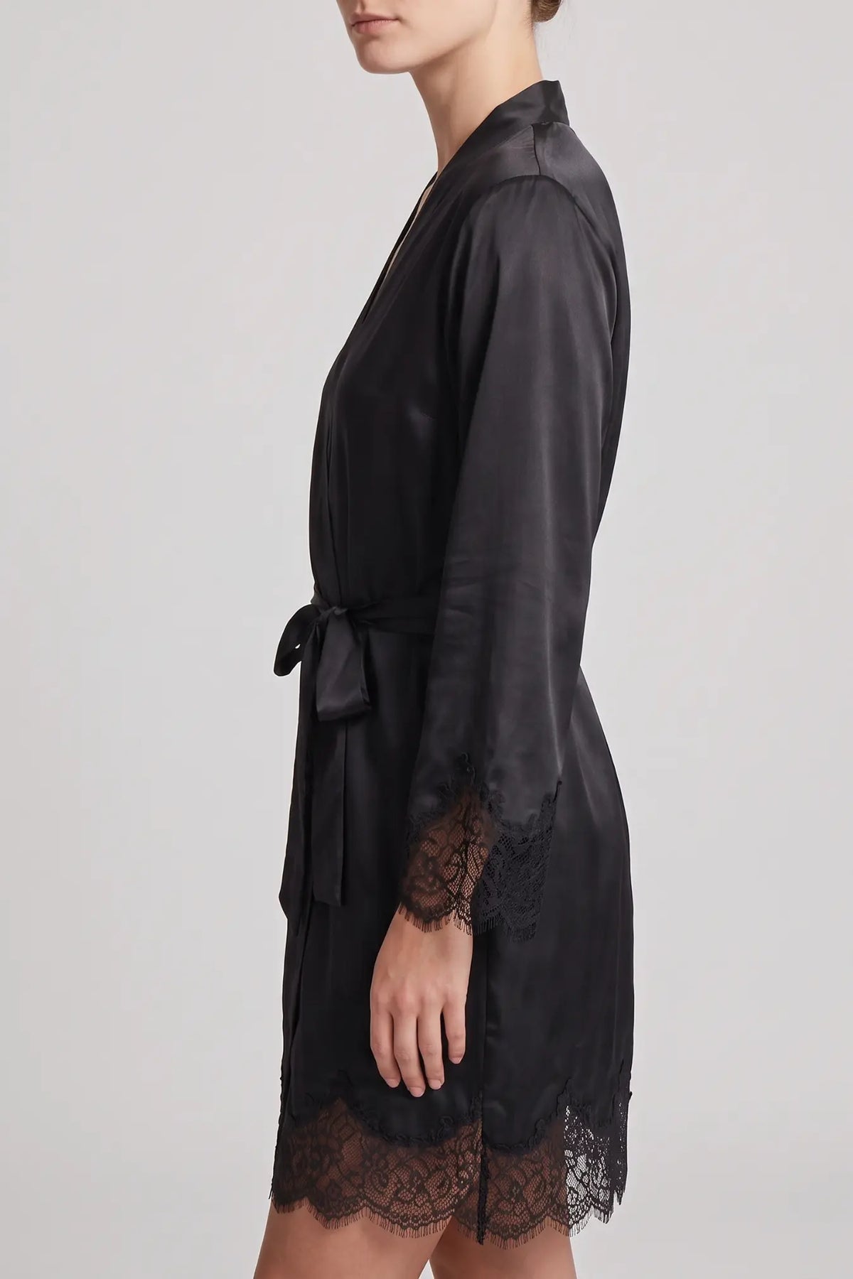 Silk Genevieve Robe Black | Archive Sample