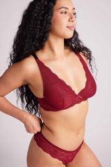 Giselle Lace Plunge Bra Rhubarb