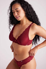 Giselle Lace Plunge Bra Rhubarb
