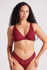 Giselle Lace Plunge Bra Rhubarb
