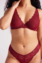 Giselle Lace Plunge Bra Rhubarb