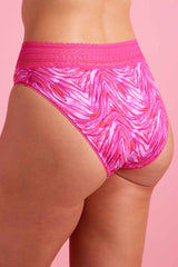 Luxe Microfibre High Cut Bikini Brief Pink Zebra