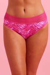 Luxe Microfibre High Cut Bikini Brief Pink Zebra