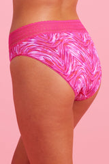 Luxe Microfibre High Cut Bikini Brief Pink Zebra