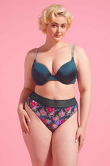 Luxe Microfibre High Waist G-string Emerald Floral