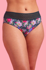 Luxe Microfibre High Cut Bikini Brief Emerald Floral