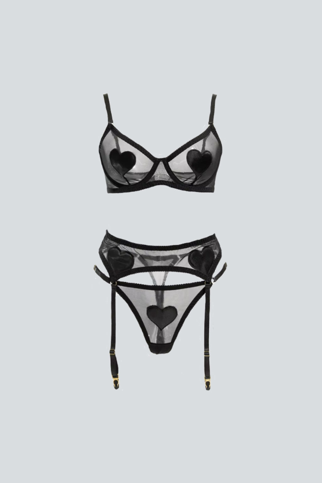 I Love Me Lingerie 3 Piece Set Black Main image