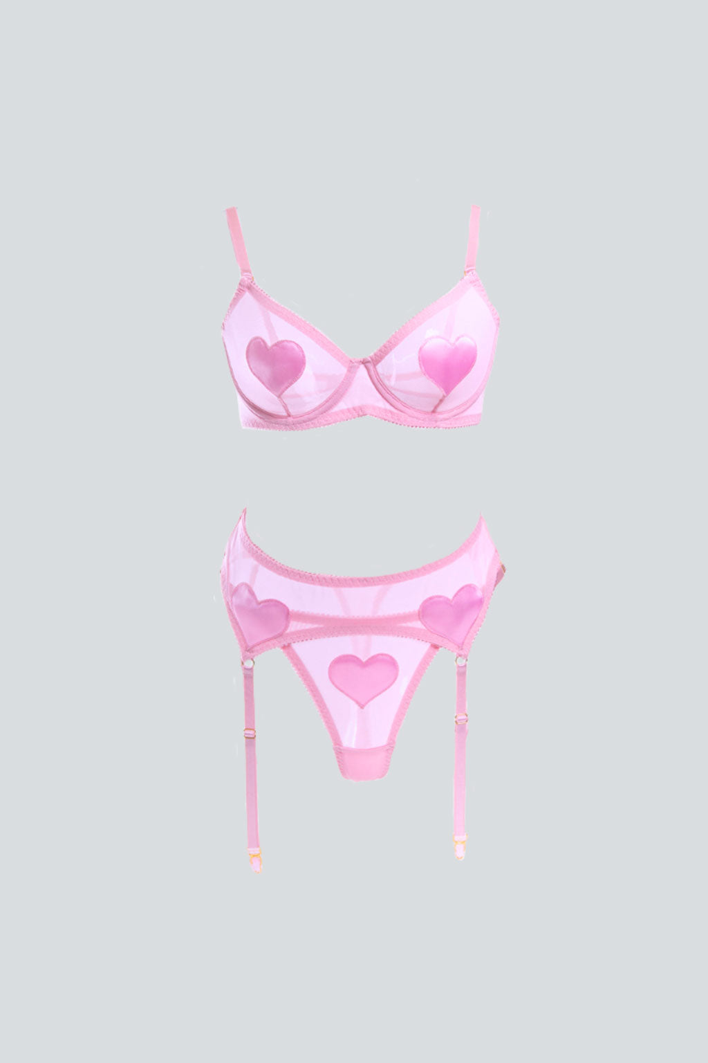 I Love Me Lingerie 3 Piece Set Pink