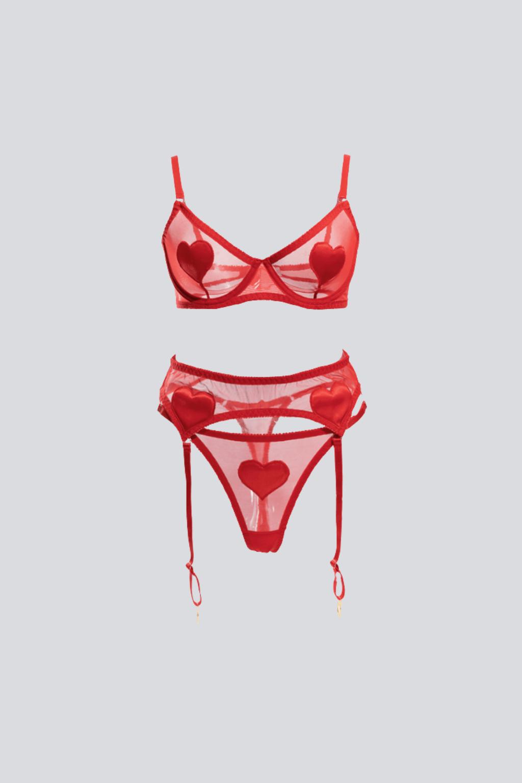 I Love Me Lingerie 3 Piece Set Red Main image