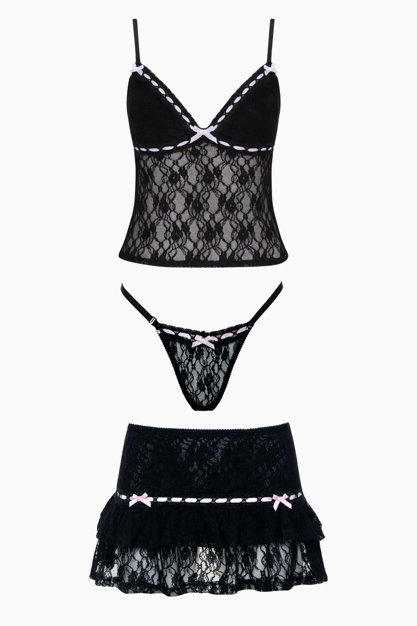 Jae Bunny Lace 3-Piece Set Black – Size S | Archive Sample