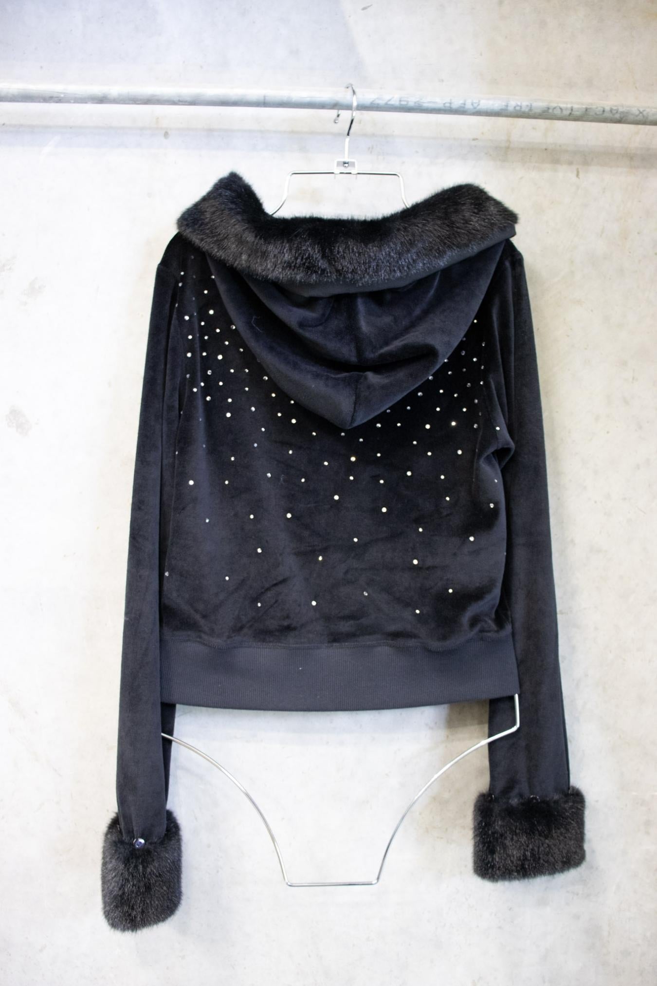 KissKill Rhinestone Fur Tracksuit Set Black – Size S | Archive Sample