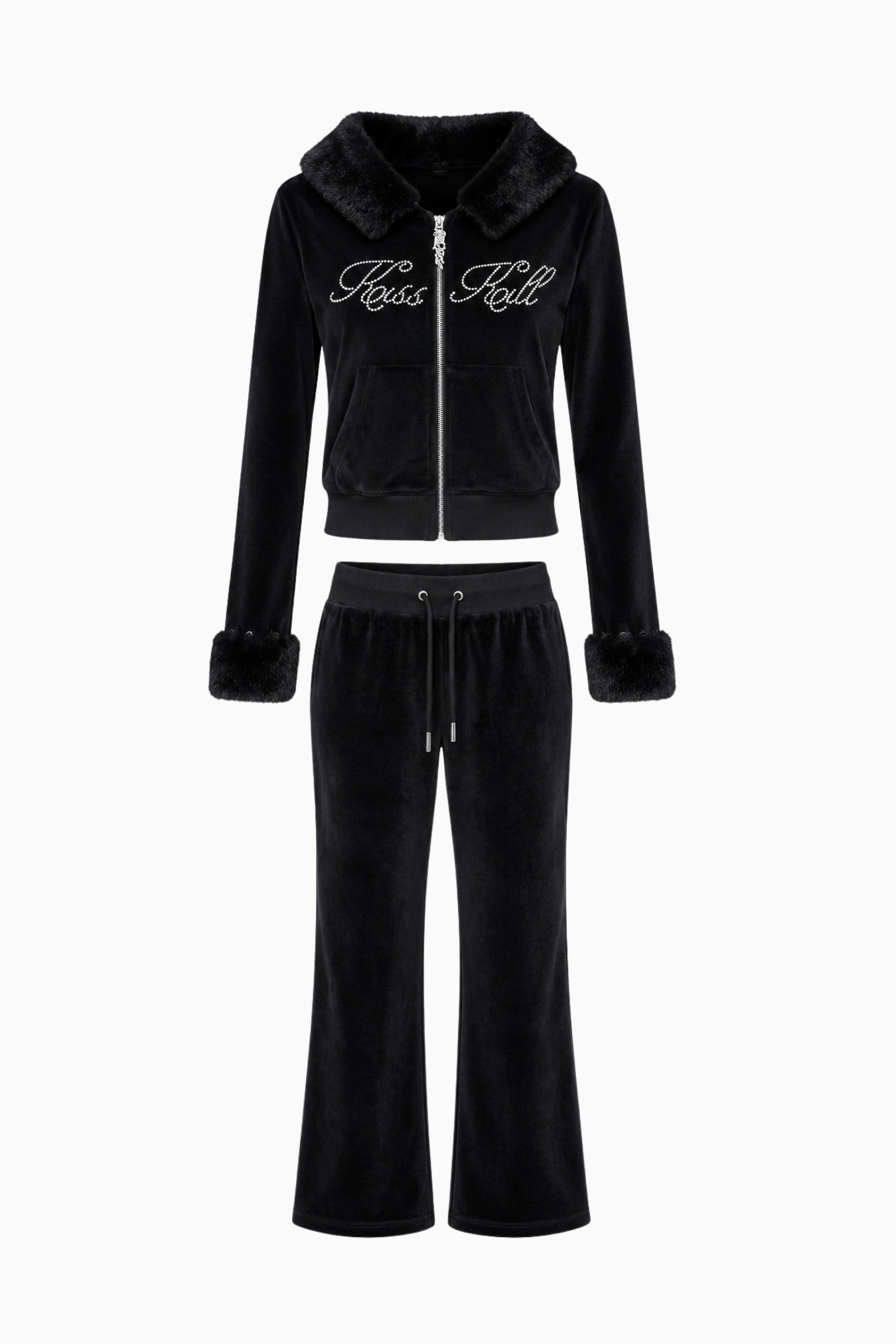KissKill Rhinestone Fur Tracksuit Set Black – Size S | Archive Sample Hauptbild