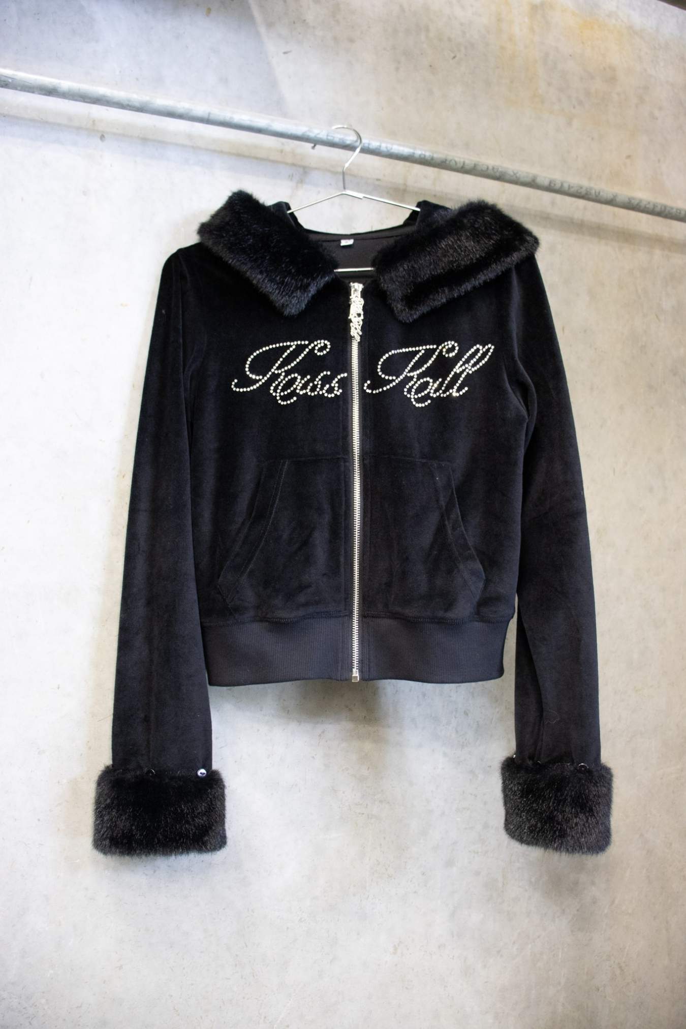 KissKill Rhinestone Fur Tracksuit Set Black – Size S | Archive Sample