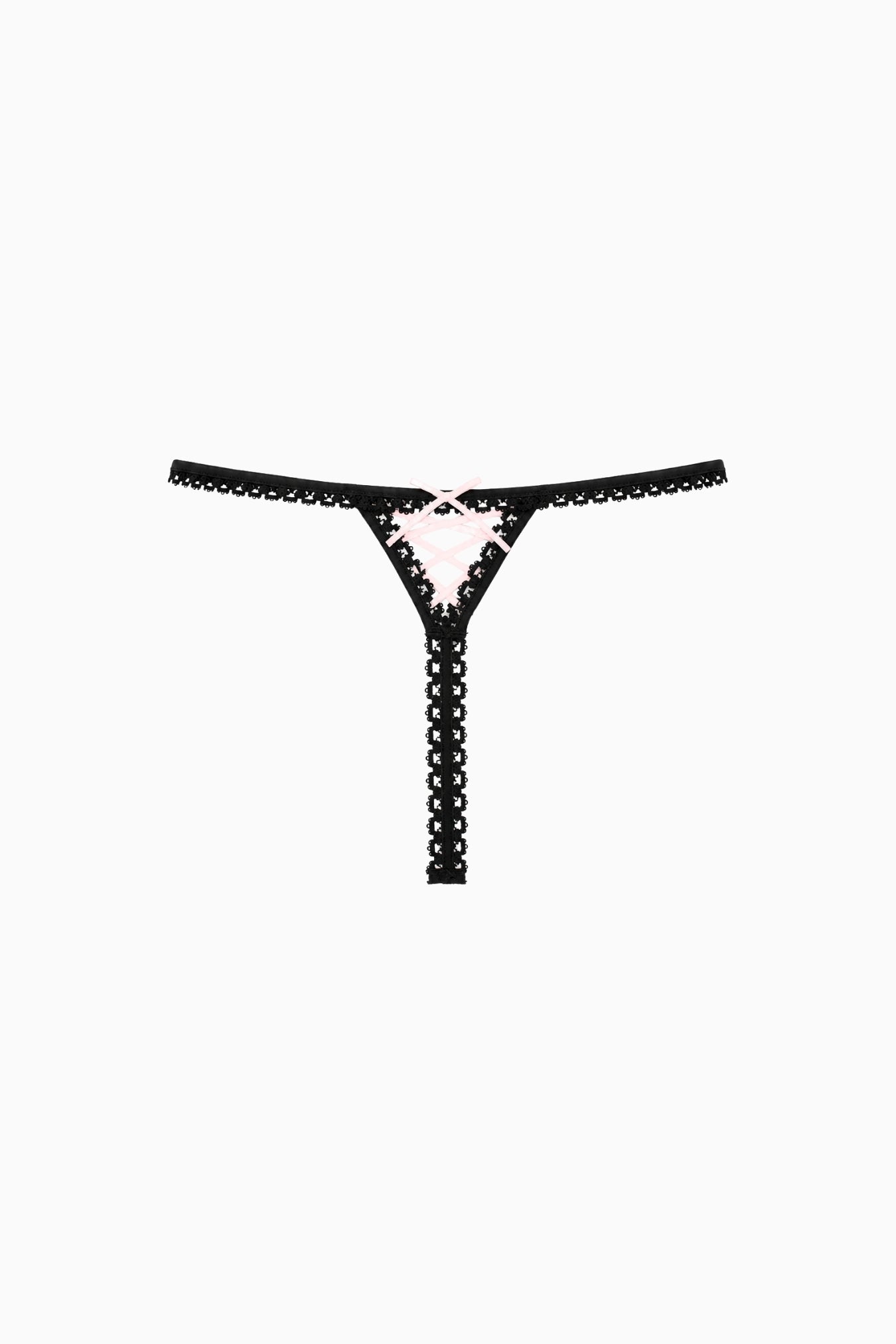 Lace-Up Open G-String Black & Pink – Size S | Archive Sample Secondary image