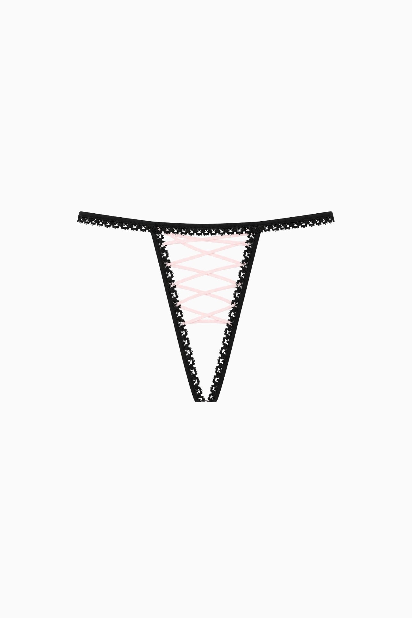 Lace-Up Open G-String Black & Pink – Size S | Archive Sample