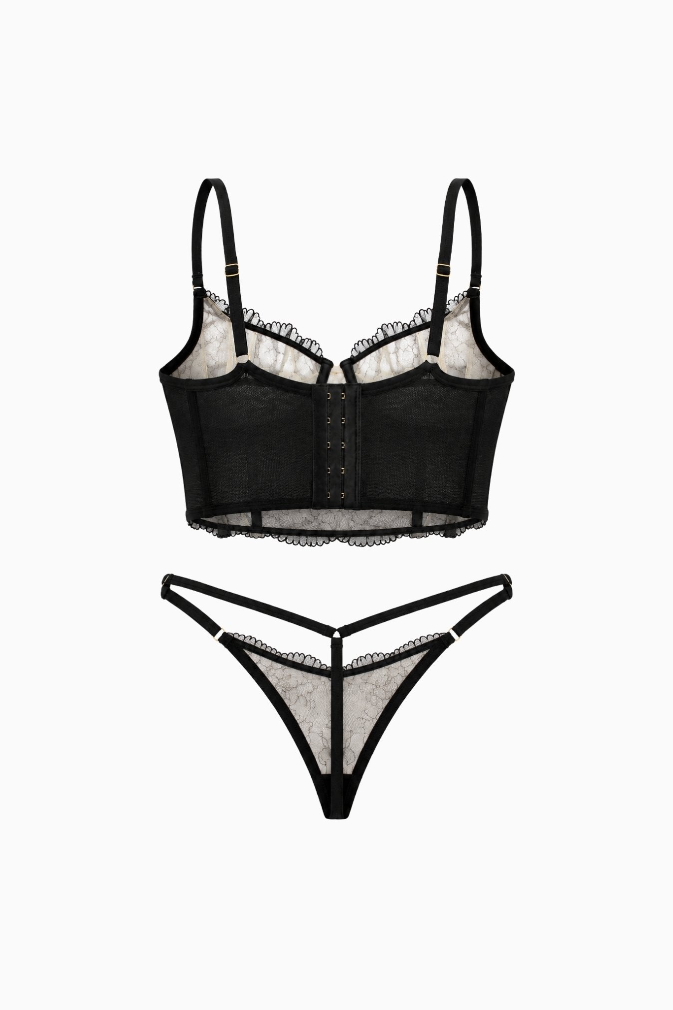 Lace Longline 2 Piece Set Black – Size 8D/10C/12B, XS/S | Archive Sample