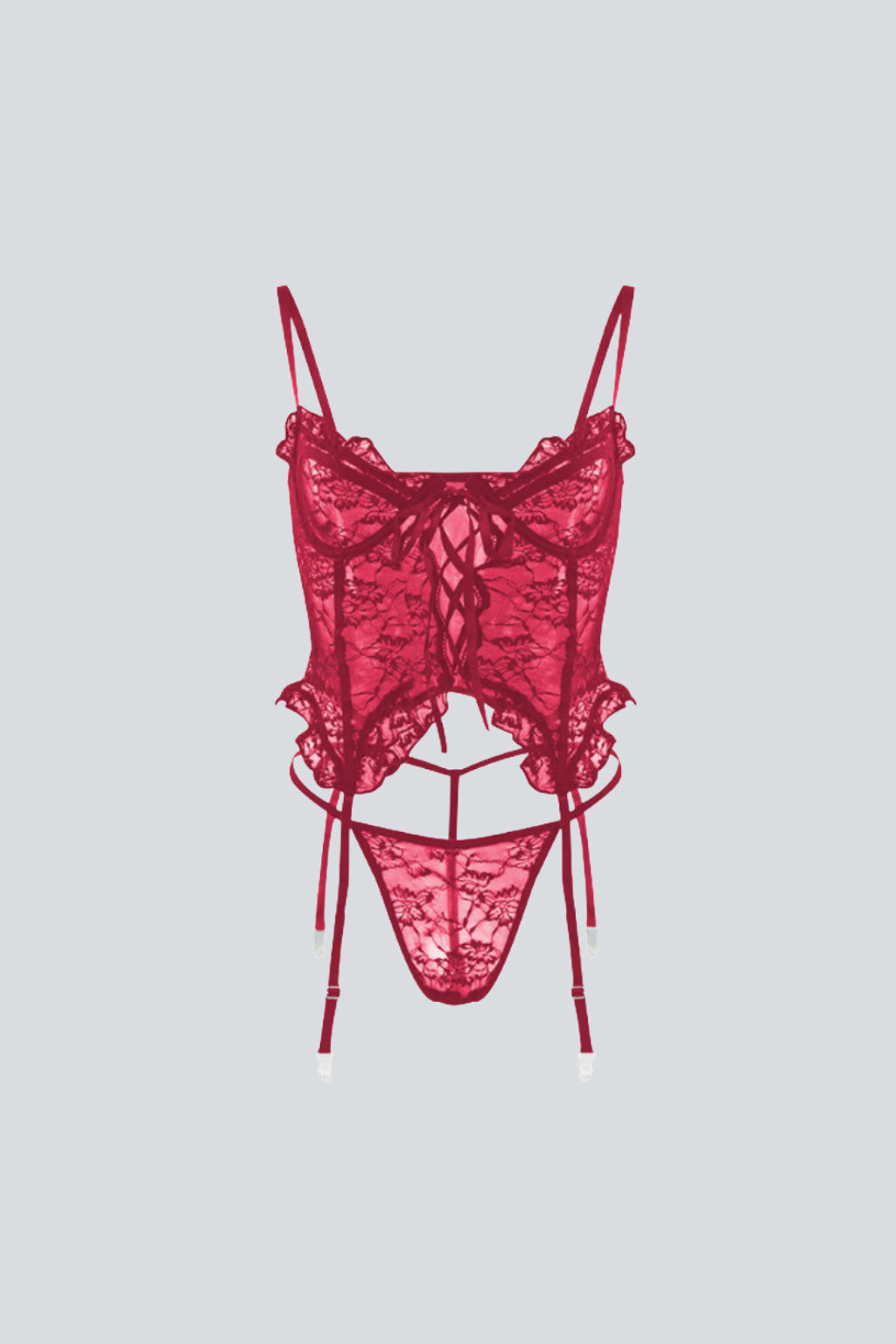 Marisol Lace Bustier Set Red