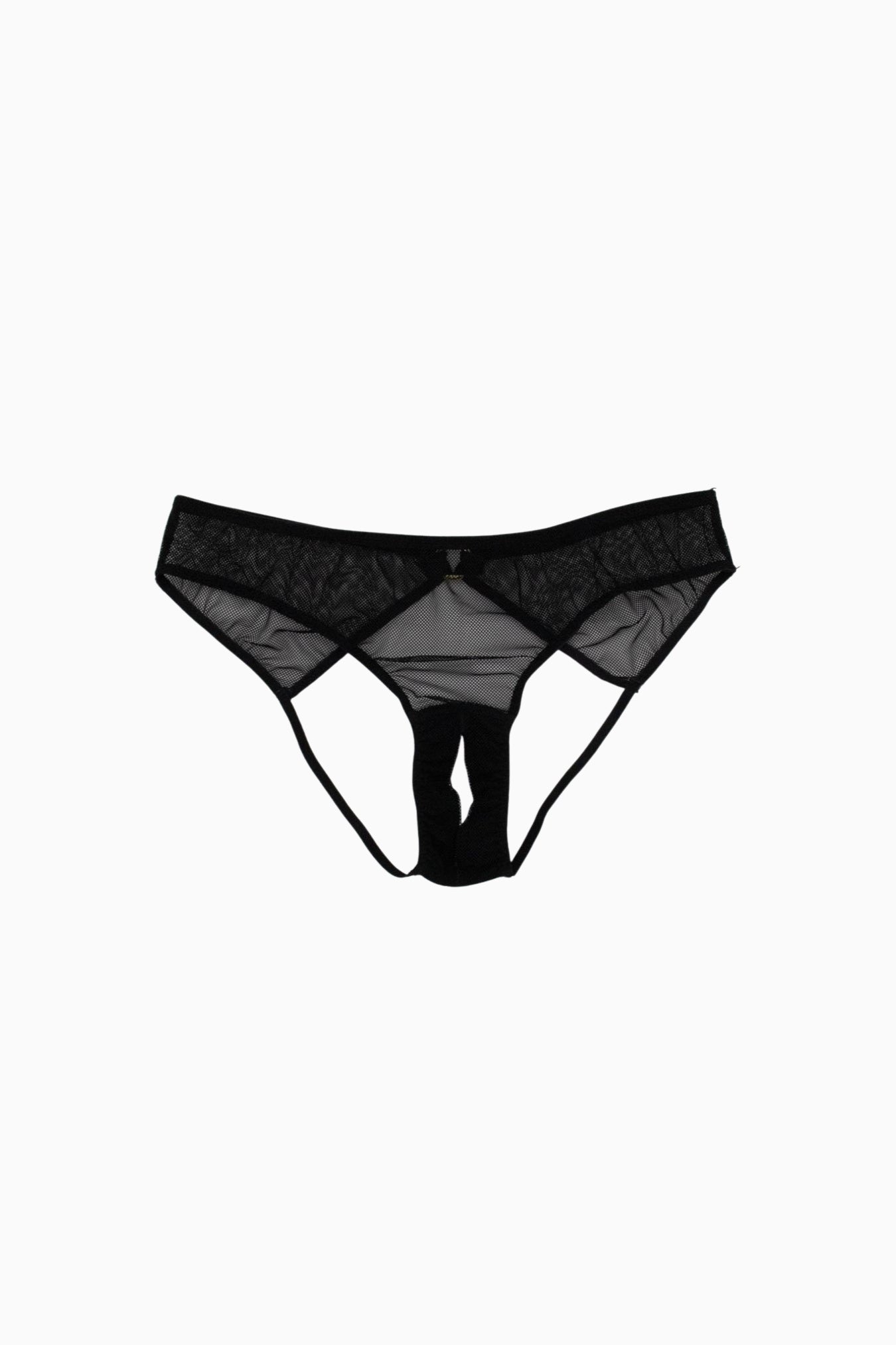 Mesh Crotchless Open Back Knicker Black – Size S | Archive Sample