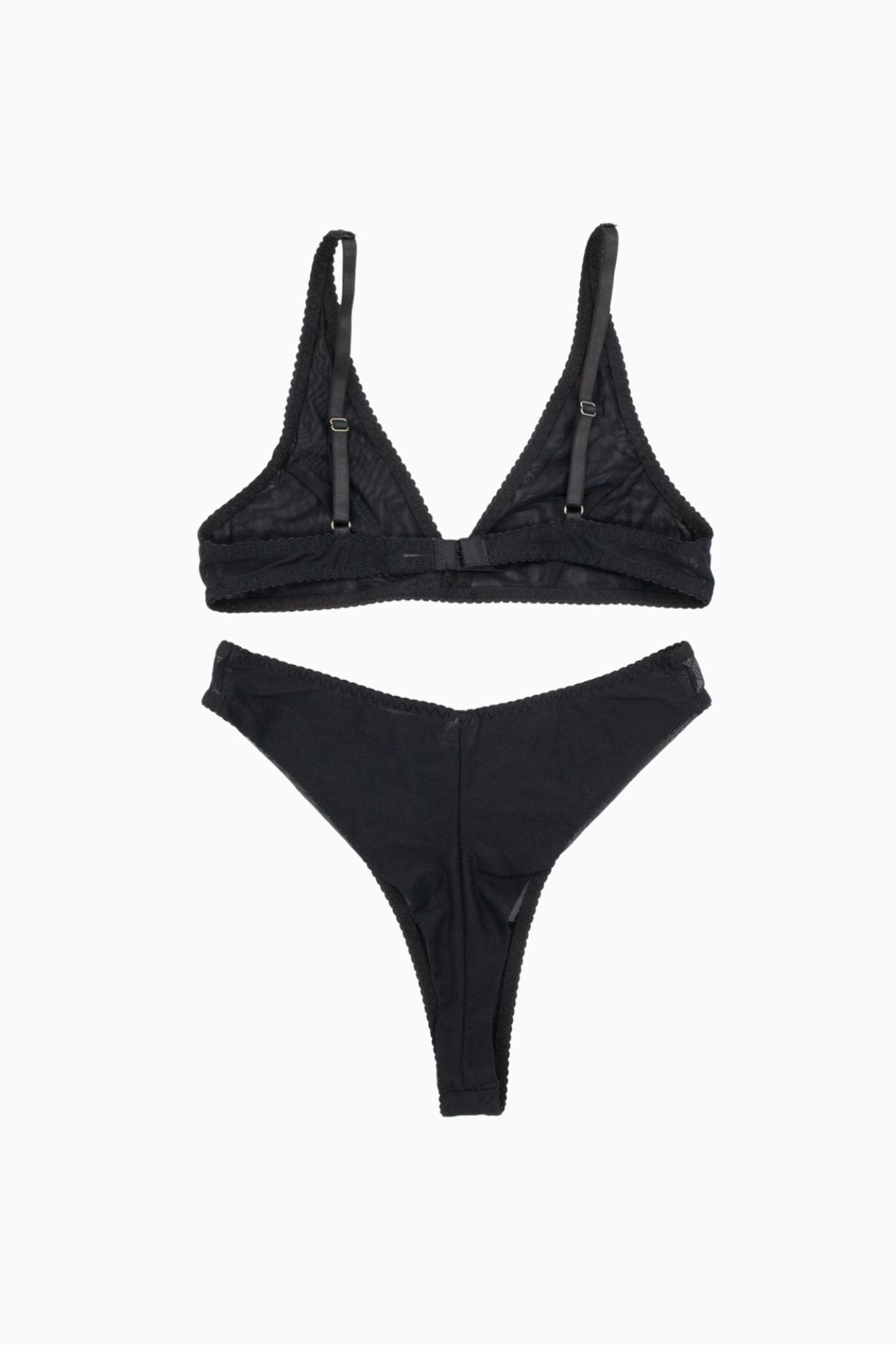 Mesh Triangle Bralette & High-Cut G-String Set Black – Size S | Archive Sample Secondary image