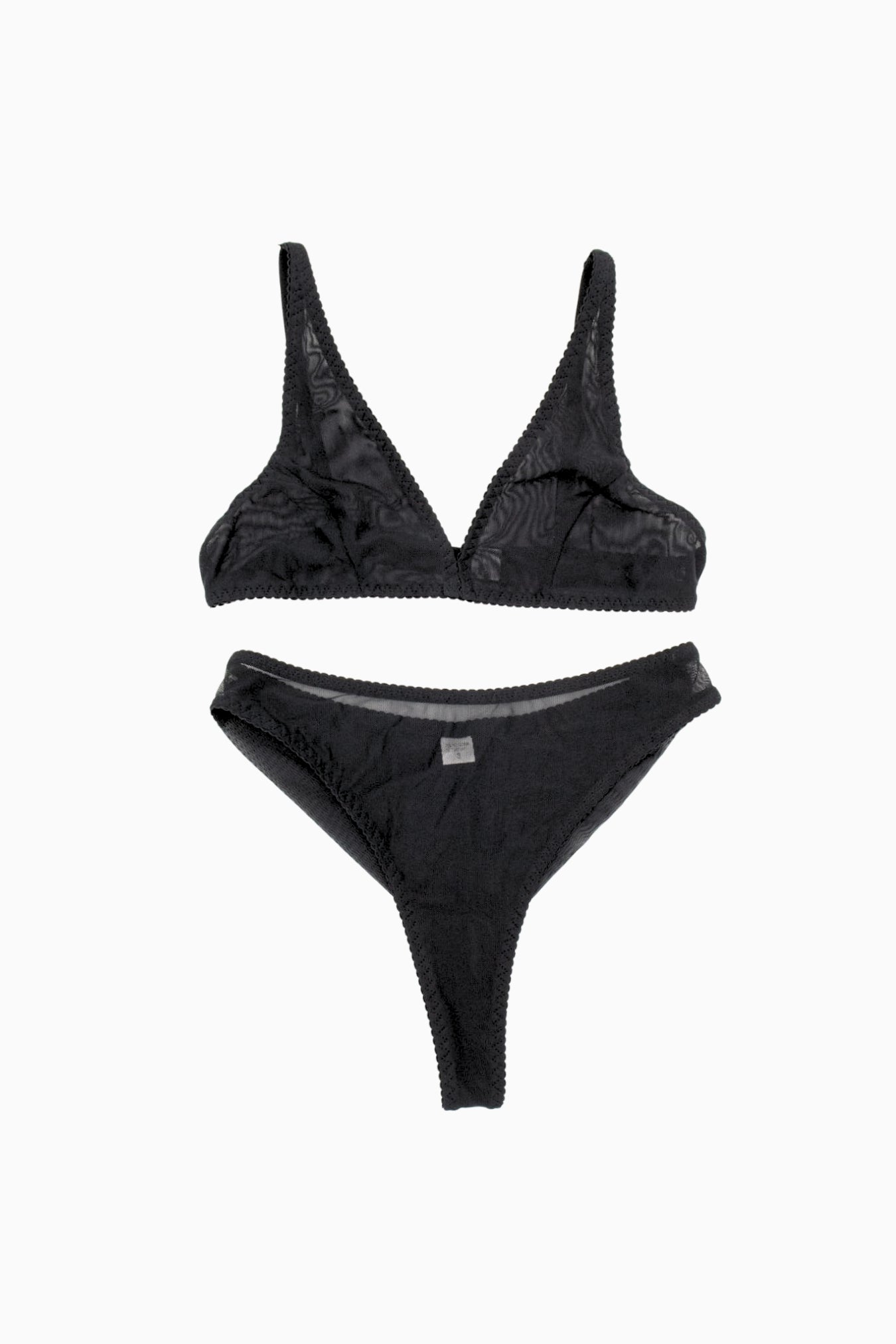 Mesh Triangle Bralette & High-Cut G-String Set Black – Size S | Archive Sample Main image