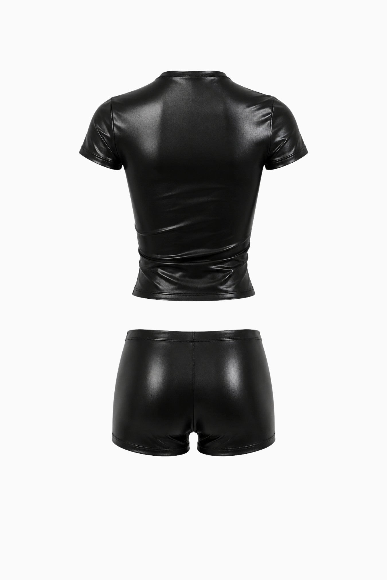 Onyx PU Leather Tee & Shorts – Size XXS/XS | Archive Sample Secondary image