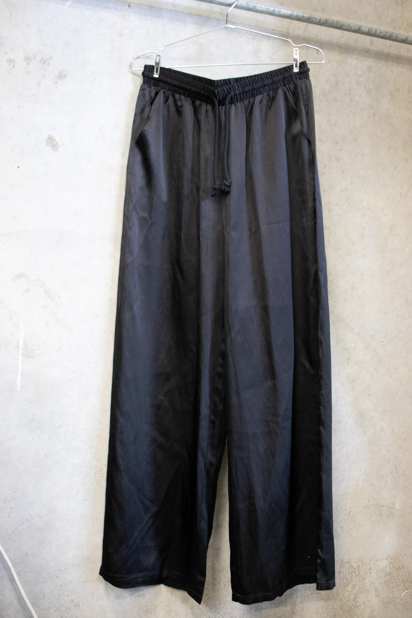 Oversized Silk Shirt & Wide Leg Pant Set Black – Size S | Archive Sample