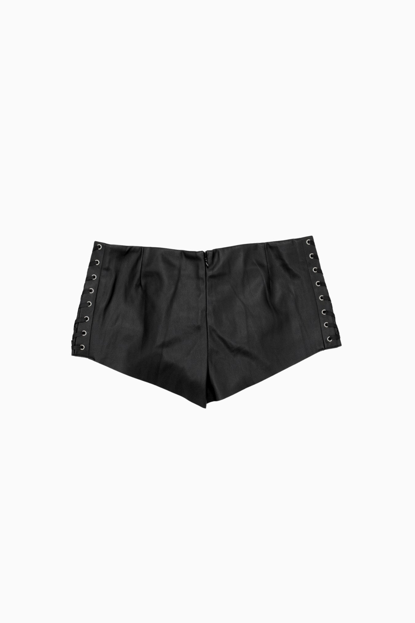 PU Leather Lace-Up Shorts Black – Size M | Archive Sample Secondary image