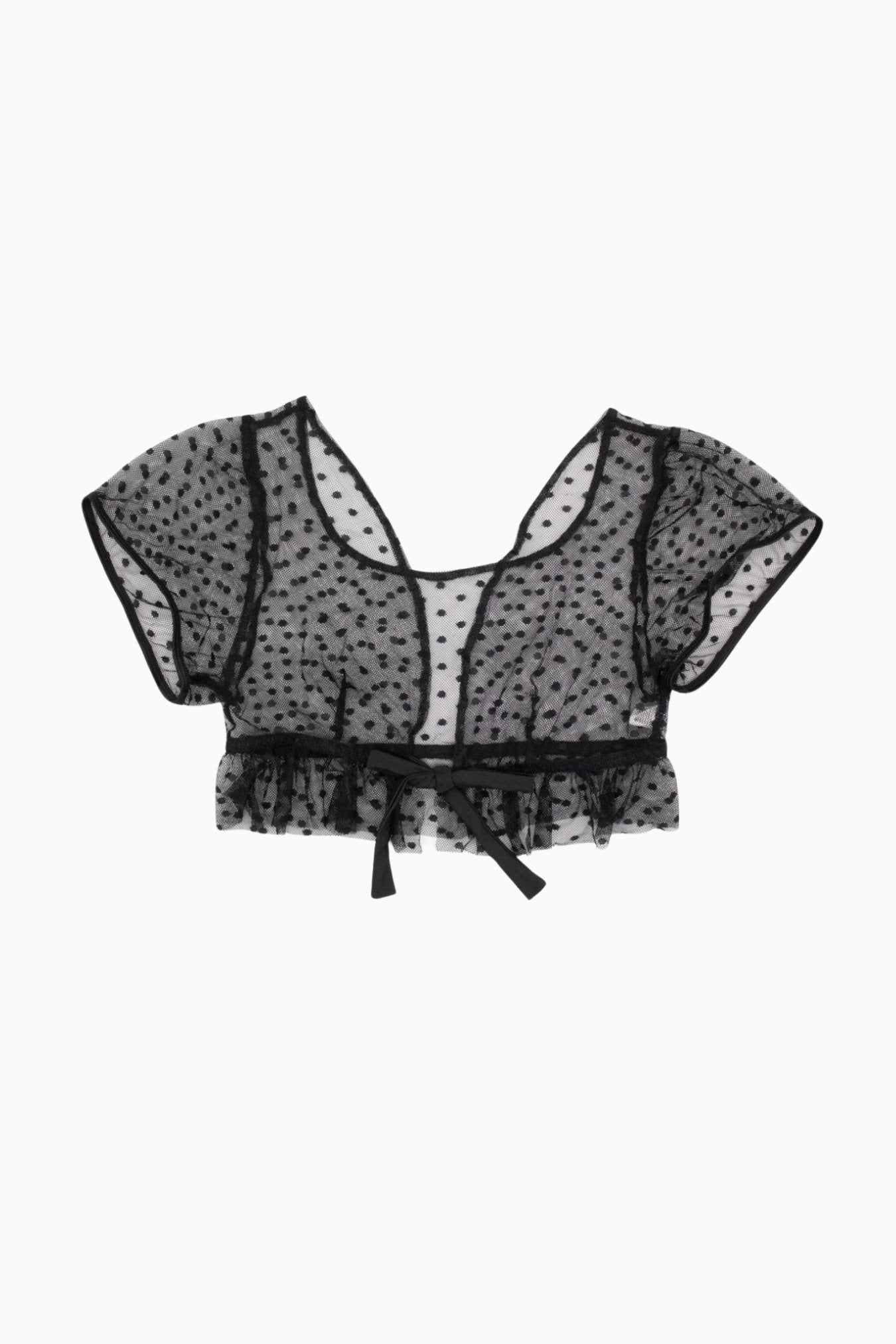 Polka Dot Mesh Tie Crop Top Black – Size S | Archive Sample