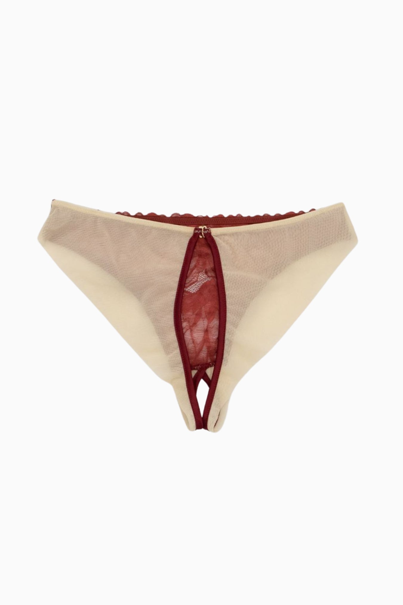 Red Lace Crotchless Brief - Size S | Archive Sample
