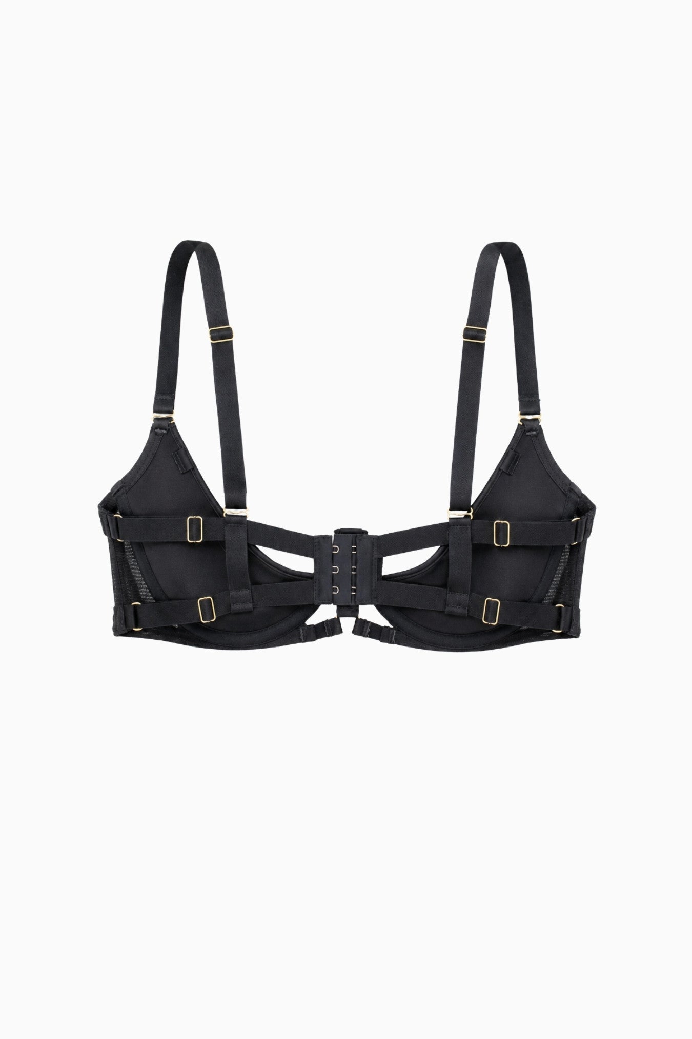 Satin Multi-Strap Quarter Cup Bra Black – Size 10D/12C/14A | Archive Sample Secondary image