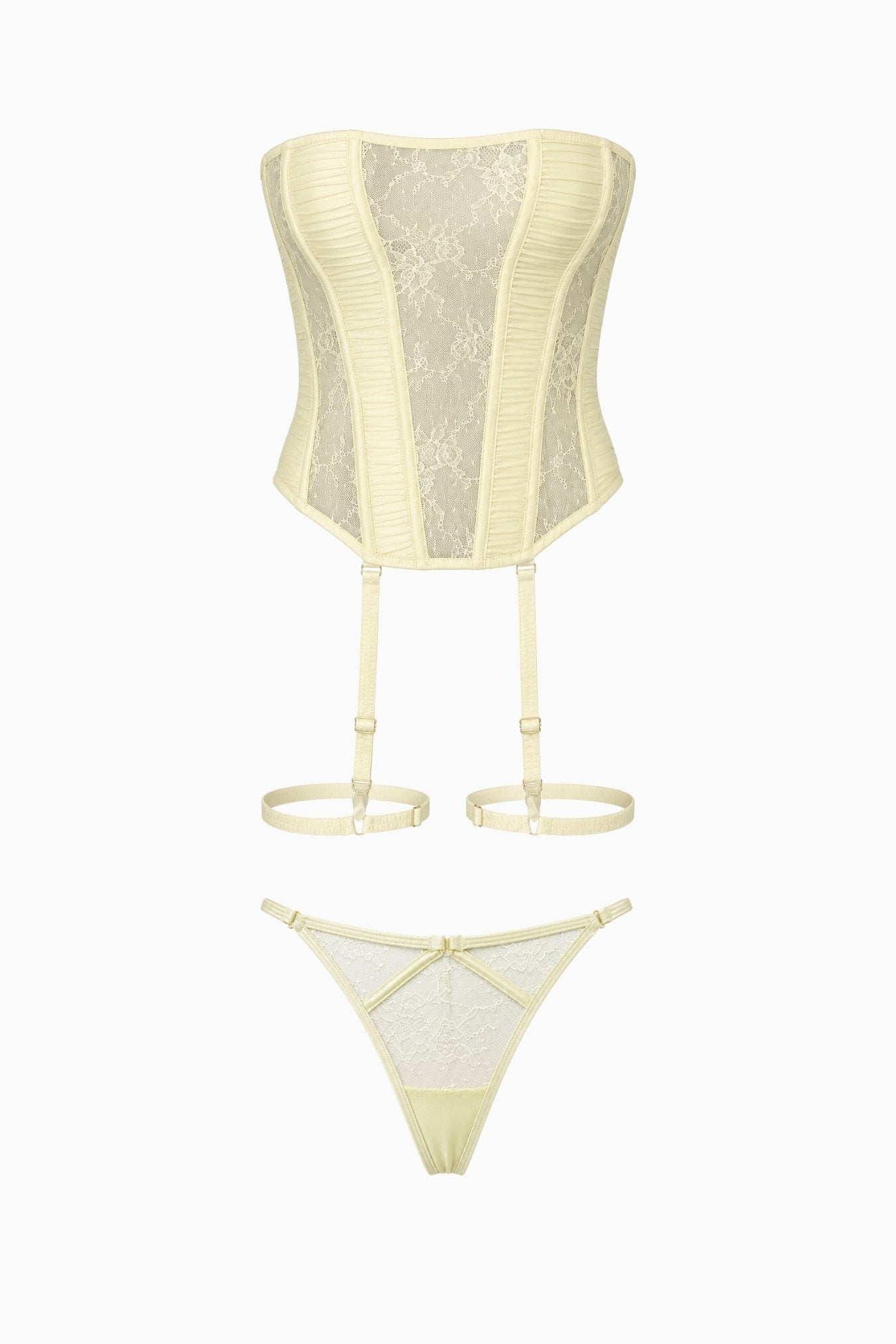 Lemon Lace Corset & G-String - Size S | Archive Sample Main image